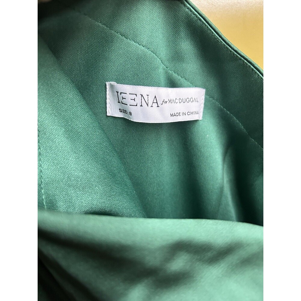 Ieena For Mac Duggal Emerald One-Shoulder Satin Ruffle Cocktail Dress Size 6 New - Picture 4 of 7